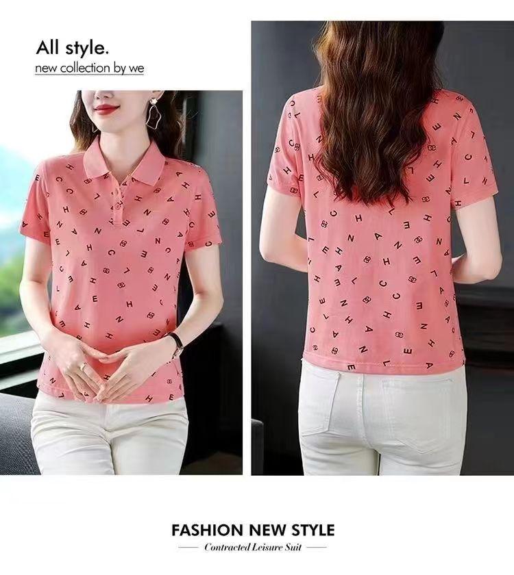 Product Introduction of 2024 Clearing and Picking up Leaks~Tail Order Big Brand Cut Label Flip Collar Short sleeved T-shirt Women's Leading Slimming Polo Top 6
