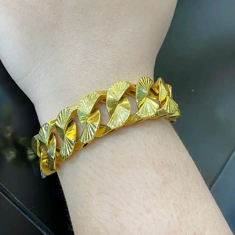 Lắc tay khoen lật Cánh quạt bọng 8 chỉ khoá hộp-chốt giữa (Đồng Vàng)