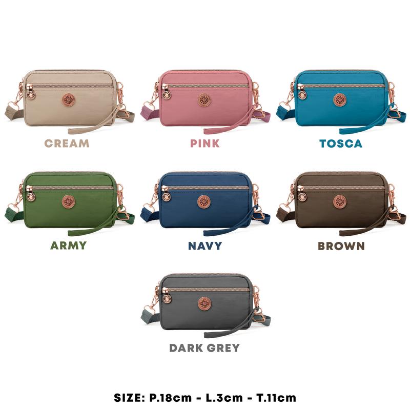 EMEVELE PIOMA CELINA ROSE GOLD DOMPET HP 3 RES / DOMPET WANITA / DOMPET SELEMPANG / DOMPET NYLON / 9
