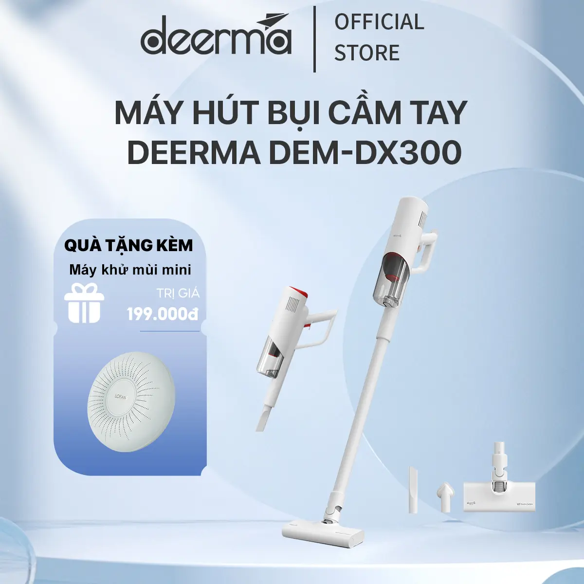 Máy hút bụi cầm tay Deerma DX300 đa năng 3in1 công suất 600W, lực hút lốc xoáy 15000pa - Bảo hành 12 tháng