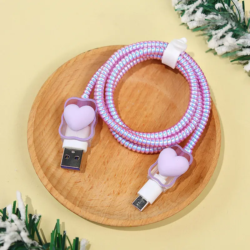 DS50 - 1 Set 4 Perlindungan Kabel Lucu Penutup Kartun Anti Terpecat Data Penutup Kabel Universal Untuk Iphone Samsung Xiaomi Oppo Huawei-FE 2