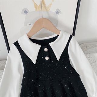 KFO58-Dress Anak Perempuan Gaun Pesta Lengan Panjang Elegant Black Glitery 2
