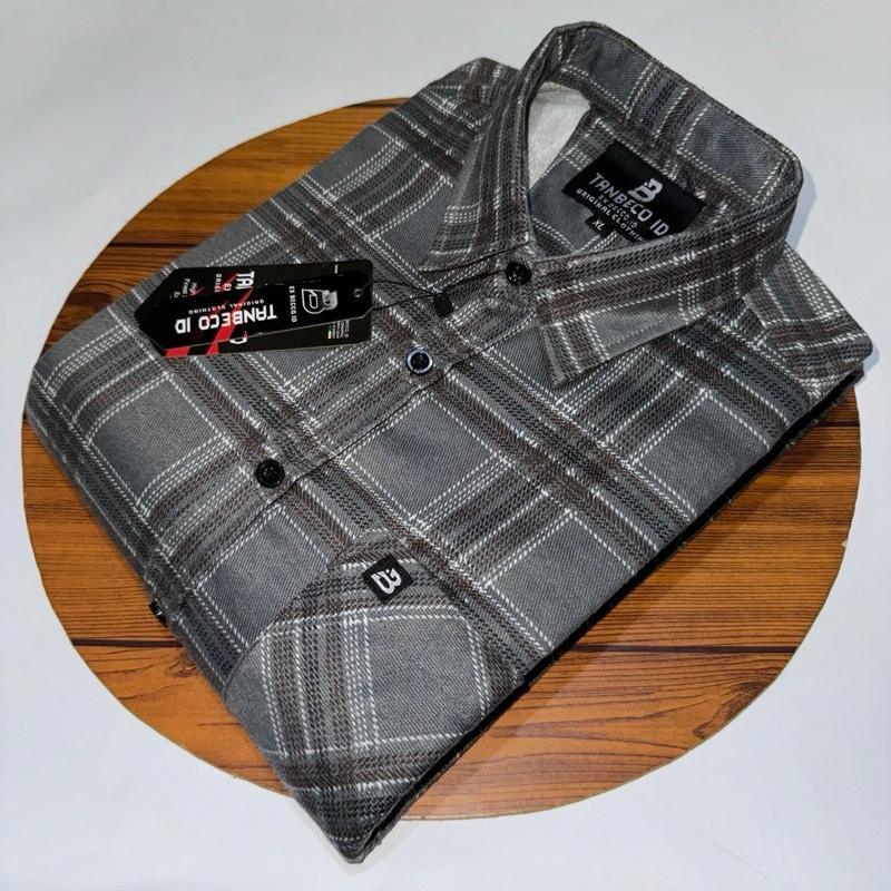 Kemeja flanel printing pria lengan pendek kemeja dewasa pria flannel motif kotak Distro Casual 4