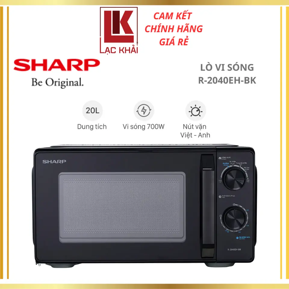 Lò vi sóng cơ Sharp 20L R-2040EH-BK, công suất 700W - Hàng chính hãng
