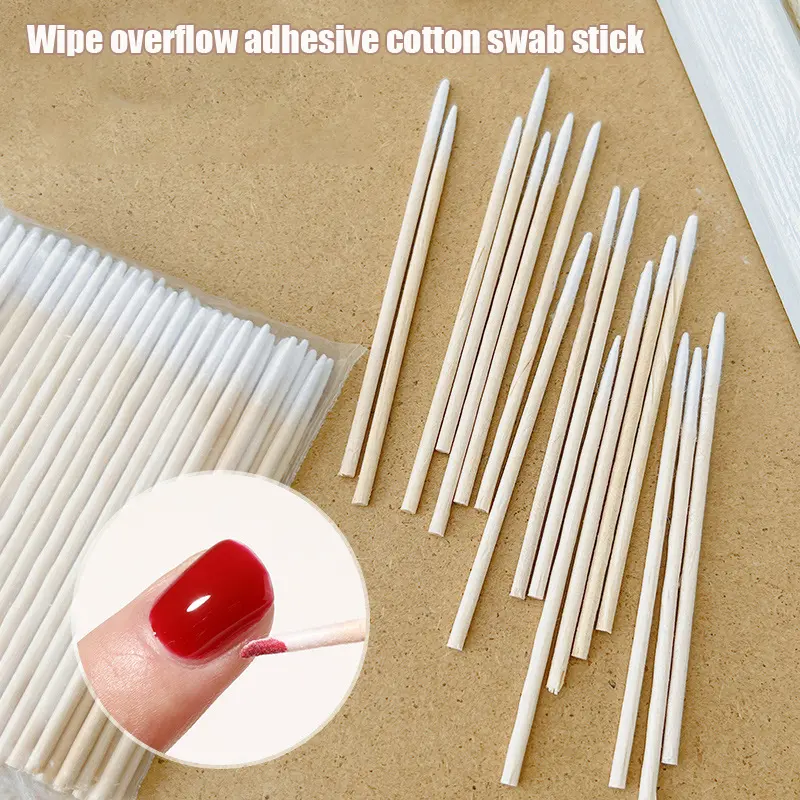 Anti overflow adhesive cotton swab nail salon specific nail surface cleaning tool with fine small head and multifunctional pointed cotton head for cleaning nail edges
