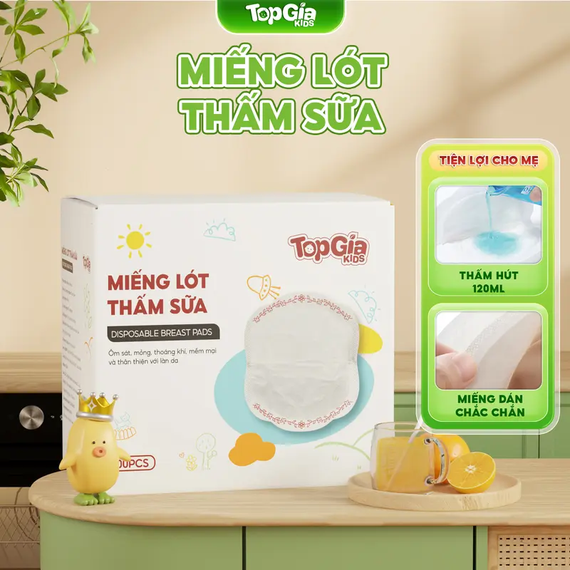 Miếng Lót Thấm Sữa TOPGIAKIDS Hộp 100 miếng 5 lớp thấm hút 120ml, dành cho mẹ sau sinh, siêu thấm, dính cao cấp Váy Bầu Đầm Bầu Áo (TDN)