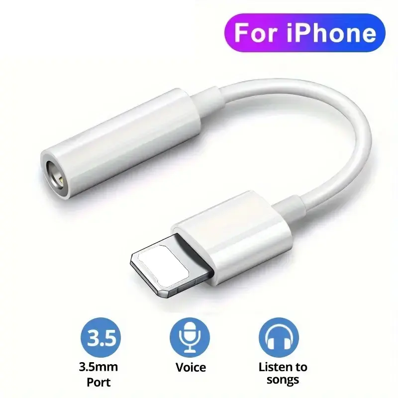 Iphone Jack to 3.5mm Audio Adapter AUX jack  for iPhone 11/12/13 Pro Max/Mini/SE/XS/XR/X/8/7- 3.5mm Jack Cable, Bluetooth  Link, iPhone Connector Accessories Device