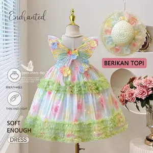 [Enchanted Princess] 2-11 tahun Gaun anak perempuan gaya baru gaun putri bergaya anak-anak dengan sayap dan topi