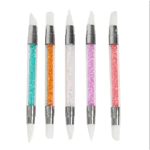DUAL SIDE SILICONE PEN NAIL ART MOTIF RHINESTONE || SILICON SCRAPPER || CARVING PEN 4D NAIL ART WARNA RANDOM