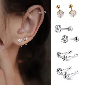1 PCS Anting Stud Kartilago Tujuan Ganda anting Stainless Bahan Steel Tragus 3 Cakar Fashion Anting