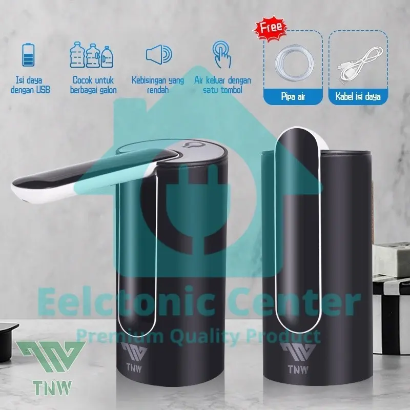 TNW Pompa Air Galon Elektrik Foldable Water Pump Botol Dispenser Otomatis Wireless Rechargeable Water Dispenser Portable - EC SOLUTION Kabel