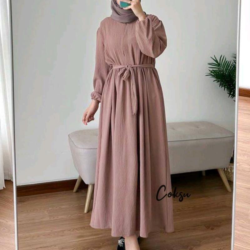BALENA MIDI DRESS GAMIS CRINKEL PREMIUM TERBARU JUMBO POLOS BUSUI 8