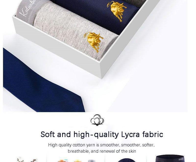 Product Introduction of High-quality 4-pack men&#39;s underwear, men&#39;s high-end cotton boxer briefs, trendy boys&#39; boxer shorts, large size 3