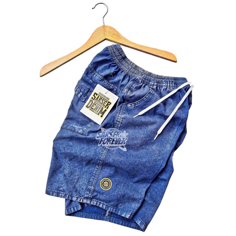 Product Introduction of Celana Jeans Pendek Pria Boardshort Jeans Denim Tebal Snow Dark Blue Light Grey Surfing Slim Santai Pantai Nyaman Outdoor Fit 7