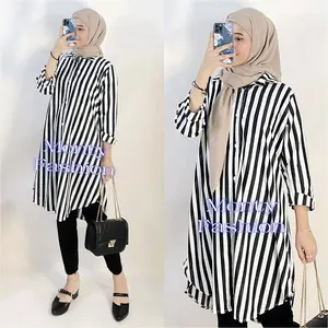 Tunik Salur Hitam Putih Dewasa MONTYFASHION 137 Tunik Atasan