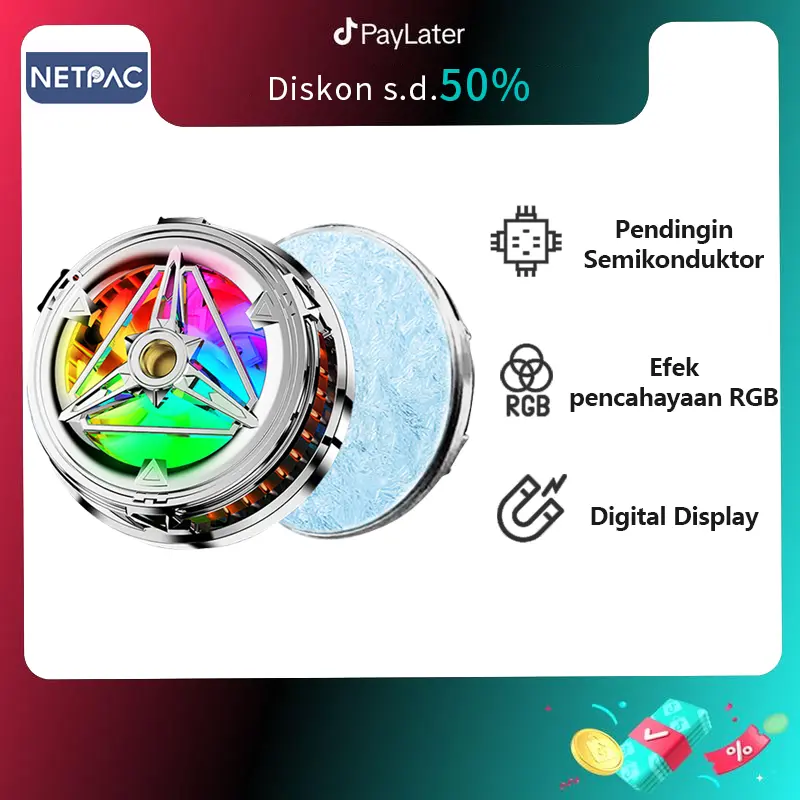NETPAC Funcooler X18 Fan Cooler Pendingin HP Magnetic Radiator Cooling Fan Gaming RGB