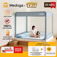 Gambar [PROMO] Medoga Kelambu Anti Jatuh Anti Nyamuk Tenda Bayi & Dewasa Jumbo Kotak 120 160 180 200 - Biru Garis, No Bundling, 120 x 192 dari kelambu medoga Kota Tangerang 1 Tokopedia