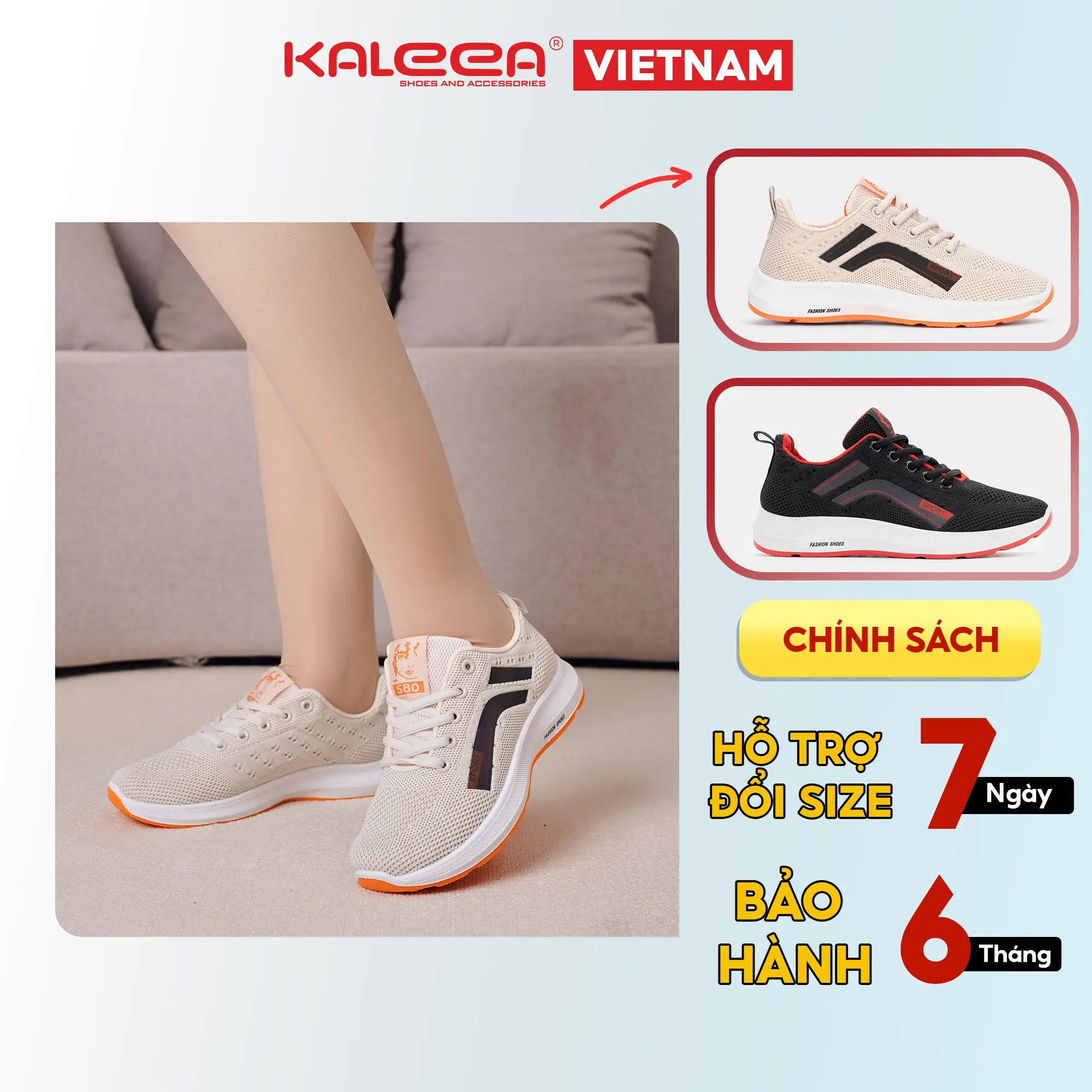 KALEEA T12 - Giày Thể Thao Nữ Siêu Nhẹ, Giày Sneaker Đế Êm Thoáng Khí Kaleea