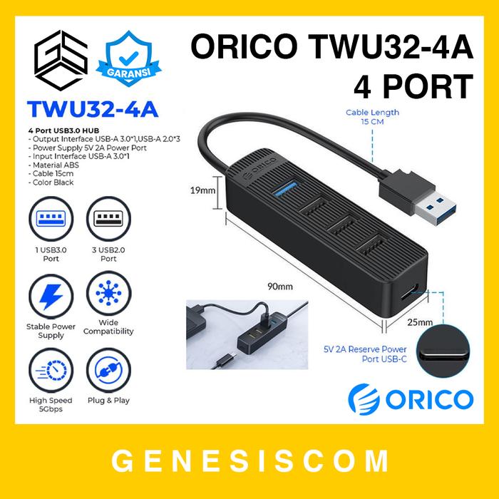ORICO TWU32-4A - Hub 4in1 USB3.0 to USB3.0 + 3x USB2.0 + Type C PD Power Delivery 5Gbps 4 Port Porta