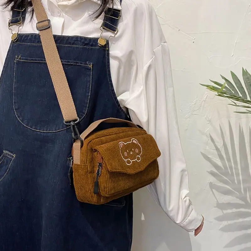 Túi Xách Túi Xách, In Hình Gấu Hoạt Hình Thời Trang, Thích Hợp Cho Học Sinh, Túi Tote Và Túi Đeo Vai, túi Messenger 7
