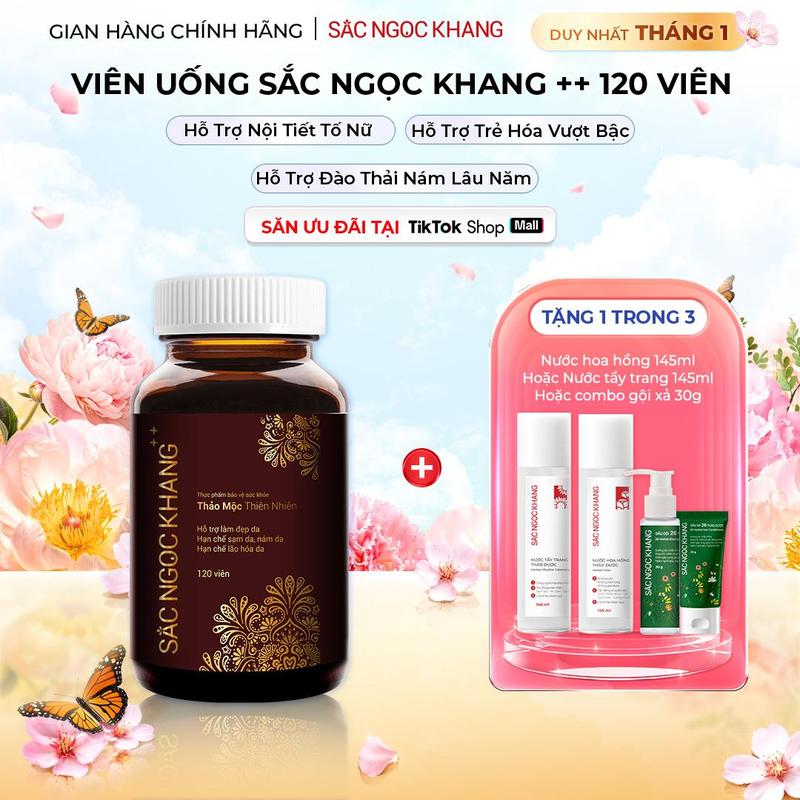 Viên Uống Đẹp Da Sắc Ngọc Khang ++ 120 Viên Cao Cấp - Hỗ Trợ Cải Thiện Nám Sạm Tàn Nhang Tươi Trẻ Làn Da Nội Tiết Tố Nữ