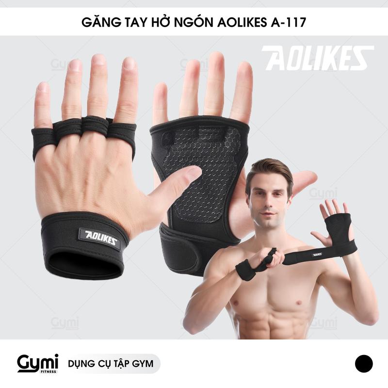 Găng Tay Tập Gym Nam Nữ Hở Ngón Aolikes Sport A-117 Găng Tay Tập Gym Thể Thao Nam Nữ  Bao Tay Chống Trơn Trượt
