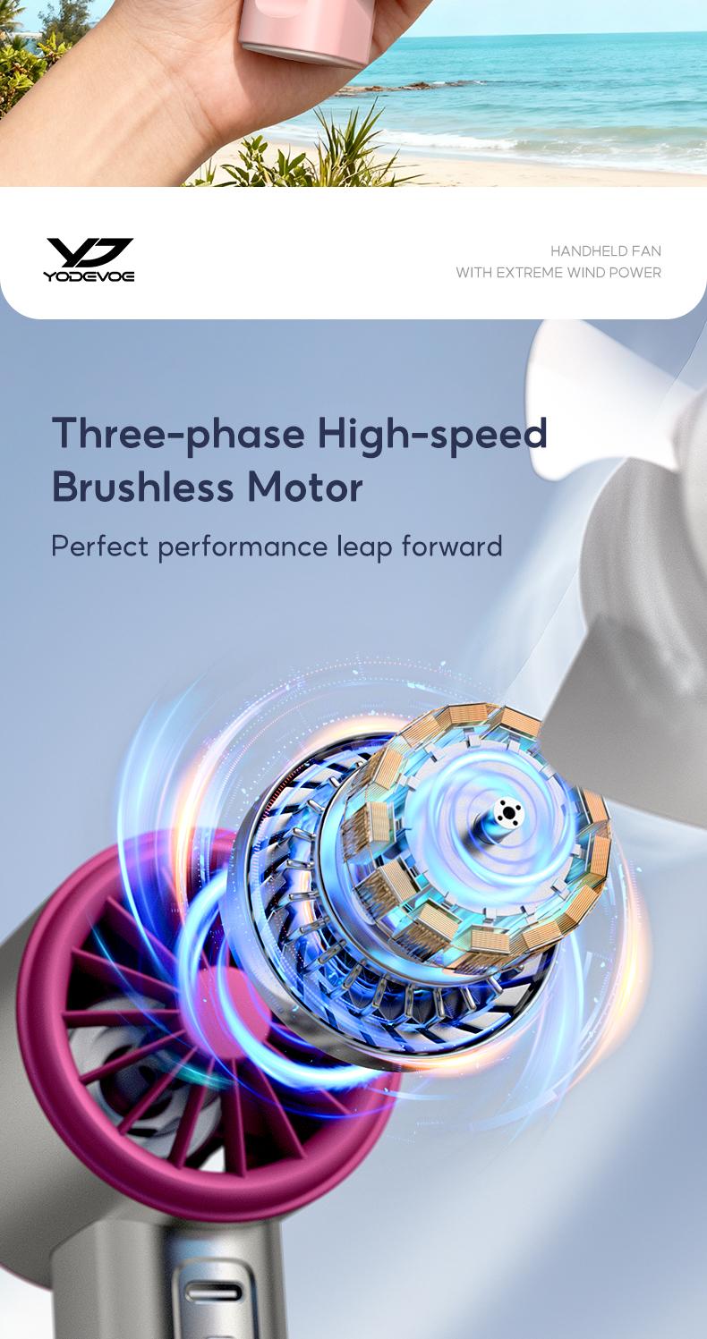 Yodevoe B01 High-speed Portable Handheld Fan 4000MAH Mini kipas Strong Wind 100 Gear Wind Speed kipas angin Digital Display Adjustable Turbo kipas tangan untuk olahraga luar ruangan dan pendinginan cepat