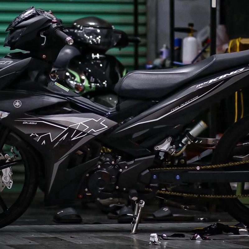 Nhãn dán xe exciter 150 đen nhám tem MXKING đen trắng decal 3 lớp