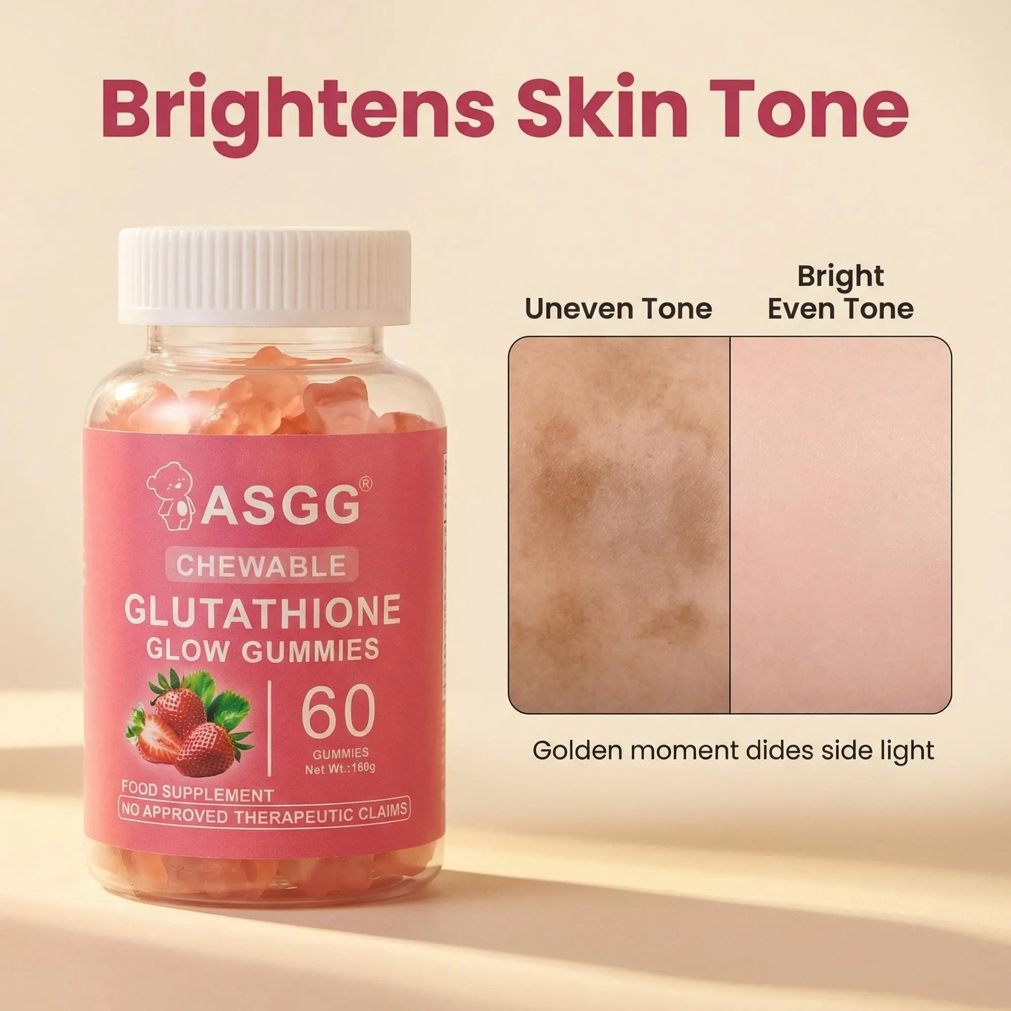 ASGG Glutathione Skin Glow Gummies 150g 60pcs | FDA Certified Strawberry  Flavor Beauty Supplement, Supports Bright, Smooth and Healthy Skin for  Everyday Glow