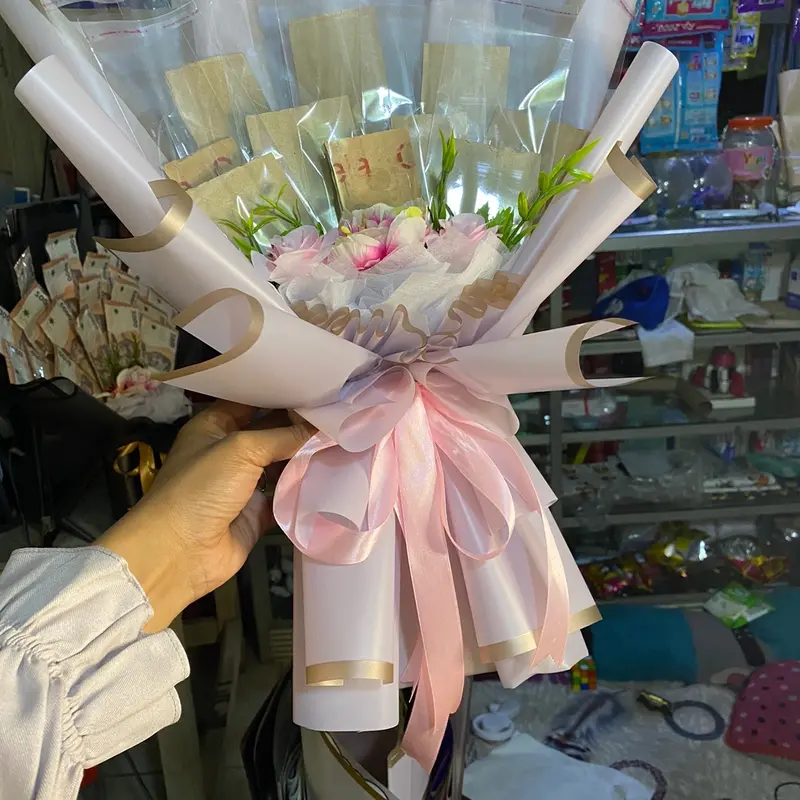 Buket bunga artificial + hadiah 2