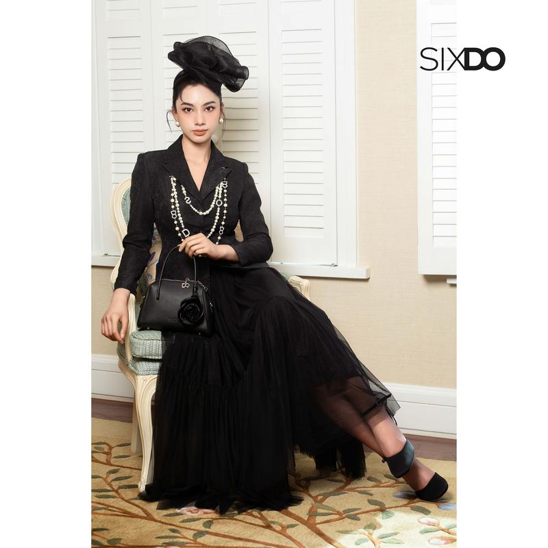 HN Chân váy lưới dáng xòe SIXDO Black Mesh Flared Skirt