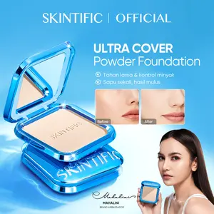 SKINTIFIC Ultra Cover Powder Foundation 9g | Two Way Cake Pressed Powder,  Matte, Poreless Finish | Even Skin Tone, Bedak Padat Compact, Carnosine, Ectoin, Squalane, Silk Powder, Lasting