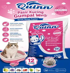 12 Liter QUINN Cat Sand Pasir Kucing Gumpal Wangi Anti Bakteri Bentonite Cat Litter