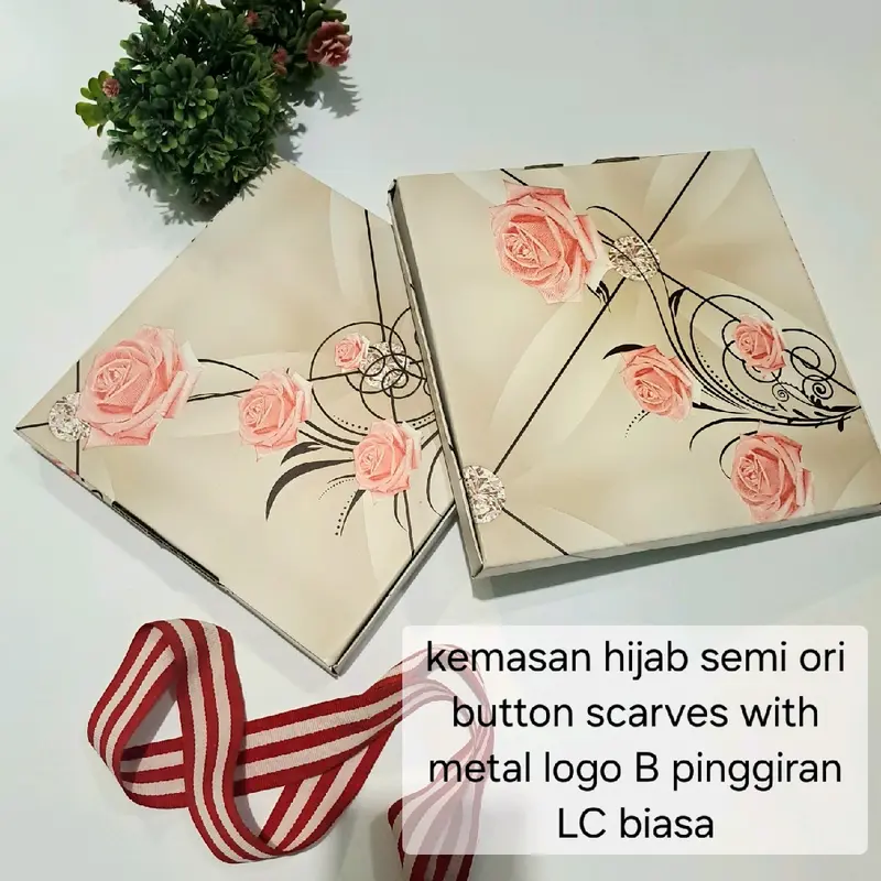 Button scarves motif Decodra voile square semi ori button scarves mirror, look like, kemasan kotak di hampers, bahan voal lembut, Semua musim, segi Empat with Logo Metal B, Nyaman , Jilbab muslim 1