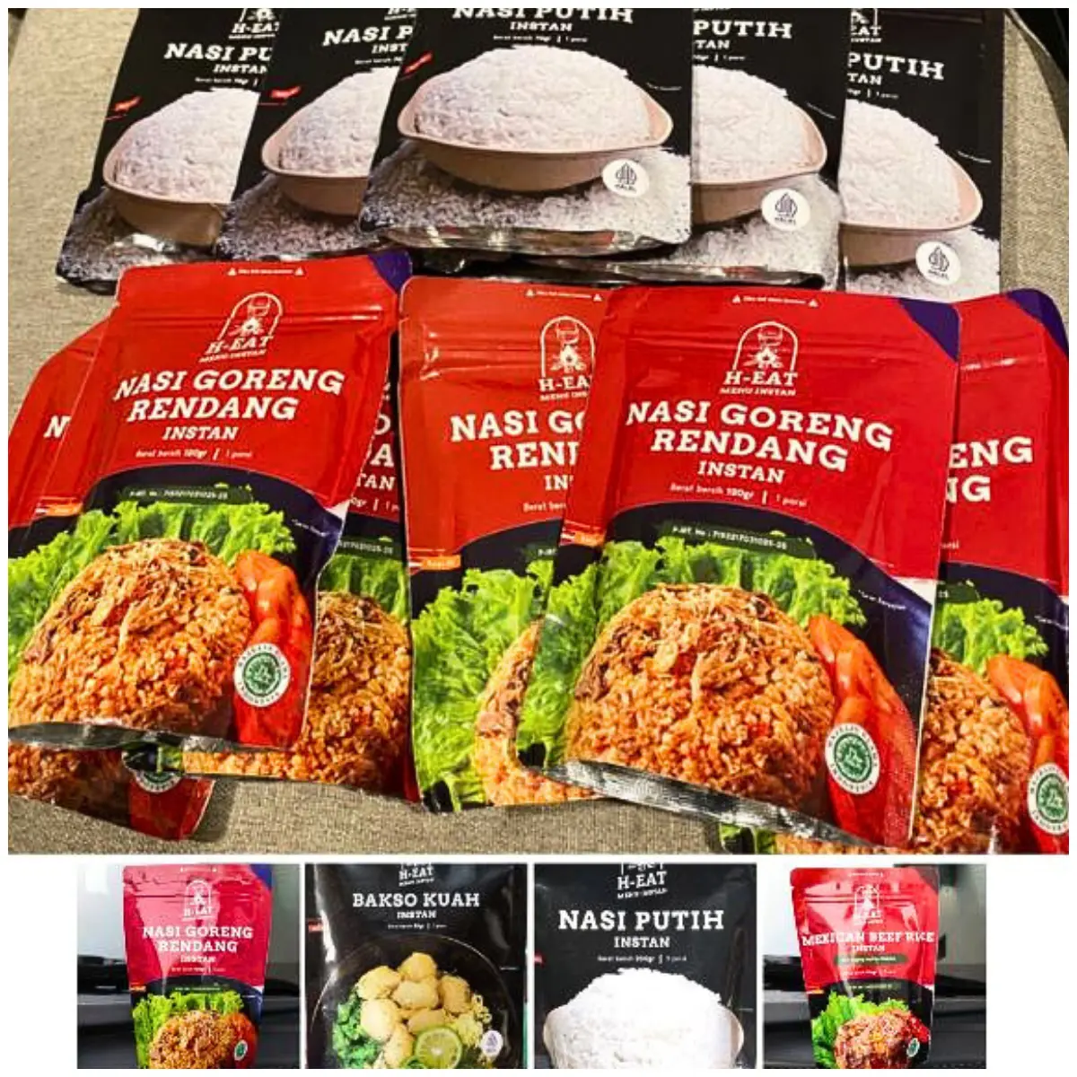 Makanan Instan H EAT Makanan Gunung Nasi Putih, Nasi Kuning, Mashroom Pho, Nasi Goreng Rendang | Food
