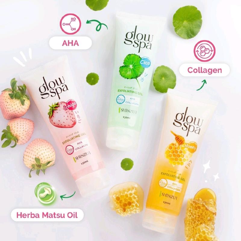 [BUY1 GET1] Shinzui Glow Spa Exfoliating Gel 130 ml | Cica / Ichigo / Honey | Mengangkat Sel Kulit Mati 2