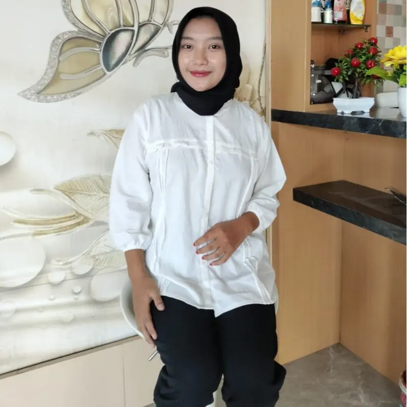 Shofia blouse shirt atasan kemeja Wanita rempel kancing terbaru 4