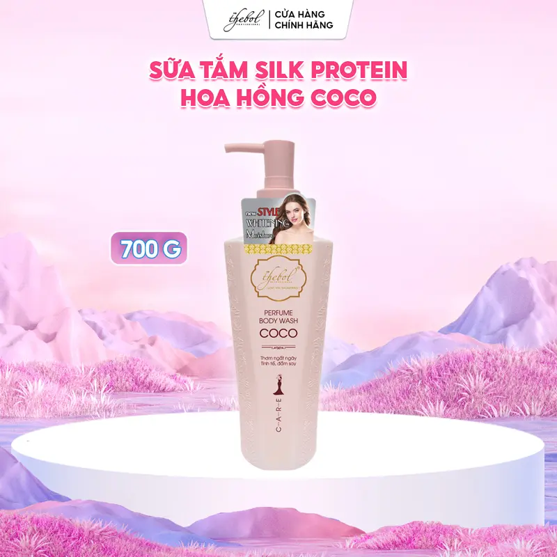 Sữa Tắm Tinh Dầu Hương Nước Hoa Pháp Thebol CCOO Silk Protein lưu hương thơm lâu sáng mịn 700gram 3