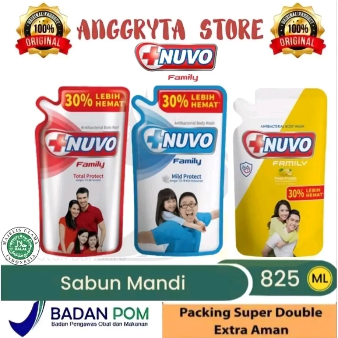 Nuvo Body Wash sabun mandi cair Refill ukuran Jumbo 825ml Soap