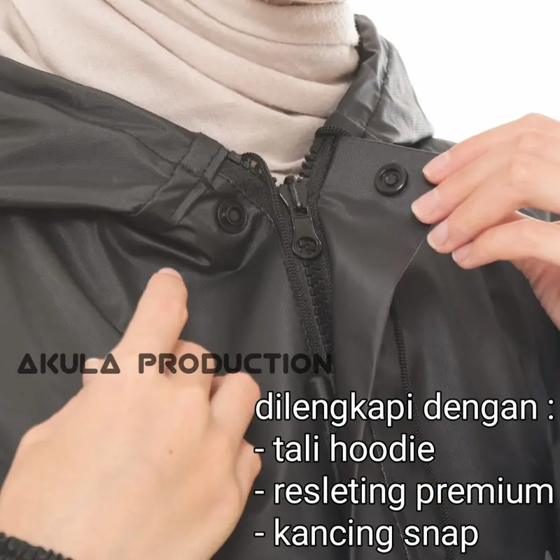 Jas Hujan Mantel AKULA Setelan Pria Wanita Tebal Elastis Bahan  Pvc Anti Rembes 2