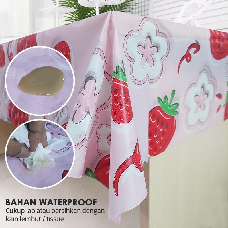 Taplak Meja Makan Motif Buah Tahan Air Ukuran 137x183cm Desain Modern 4 - 6 Kursi / Taplak Ruang 7