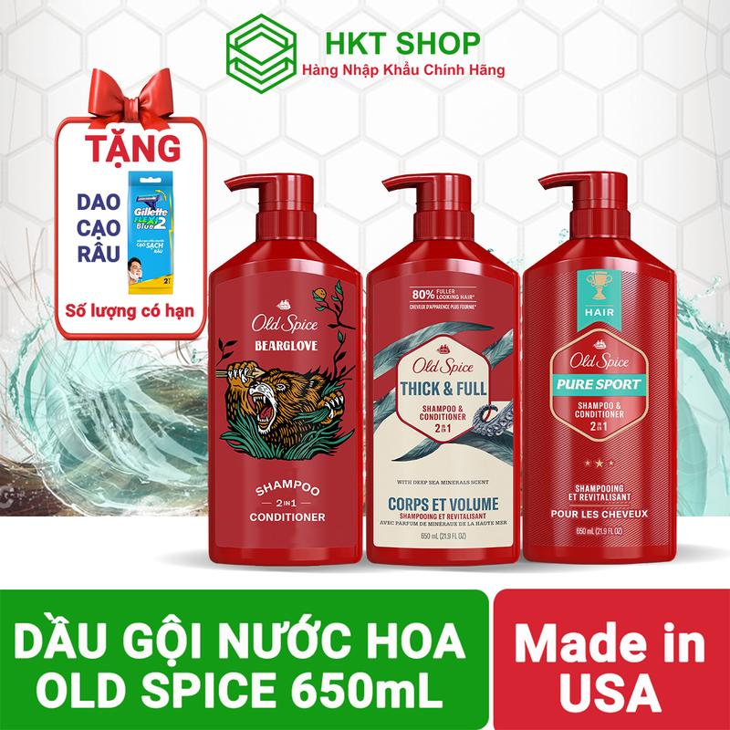 Dầu Gội - Xả OLD SPICE 2in1 Hương Nước Hoa Cho Nam - HKT Shop Mát da sảng khoái, tóc bồng bềnh lưu hương lâu