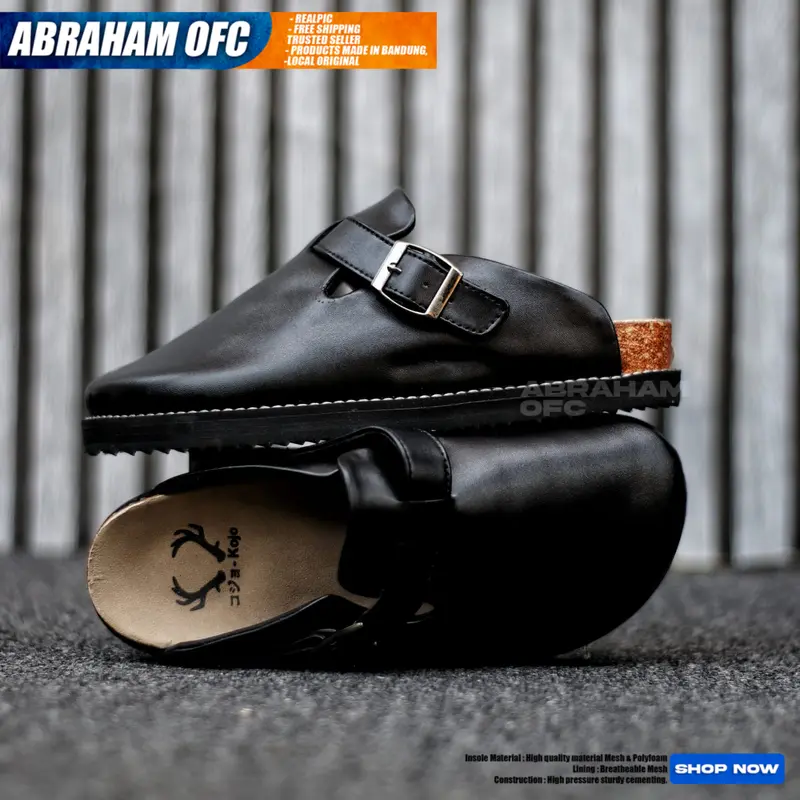 ABRAHAM Sepatu Sandal Slop Pria Boston Sendal Slipper Pria Distro Merah Shoes Karet 3