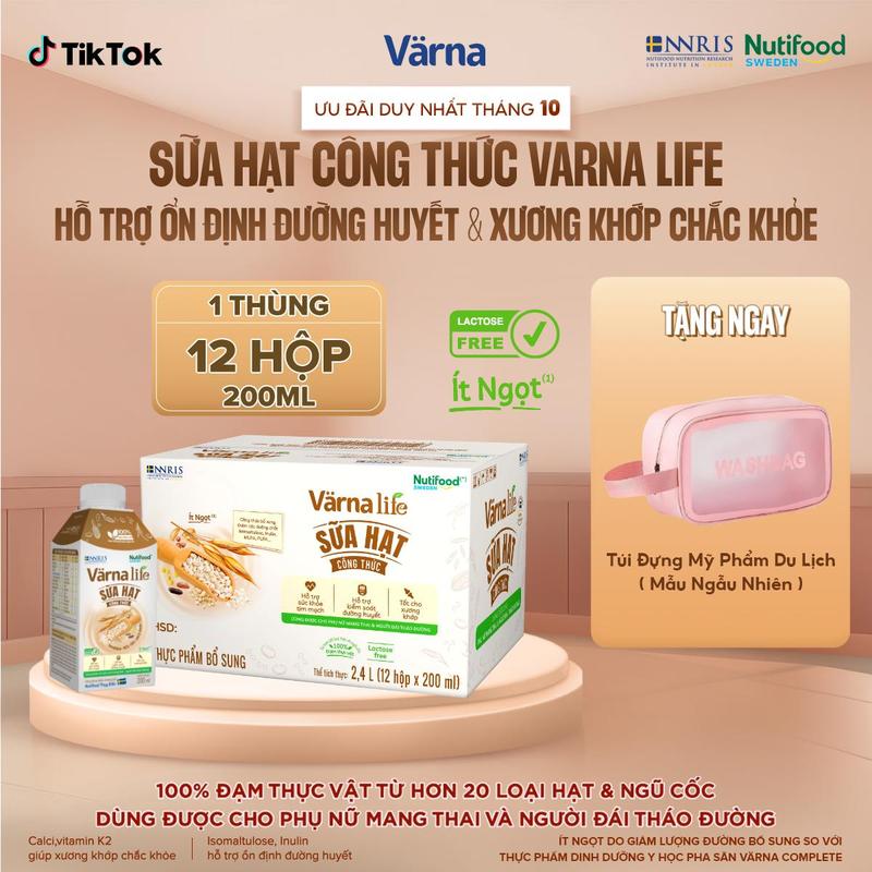 [LIVE] - Thùng 12 Hộp Sữa Hạt Pha Sẵn Varna Life (12 x 200ml)