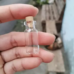 10 pcs - Botol Kaca Vial 3ml Tutup Kayu - Souvenir DIY Unik Kerajinan Minyak