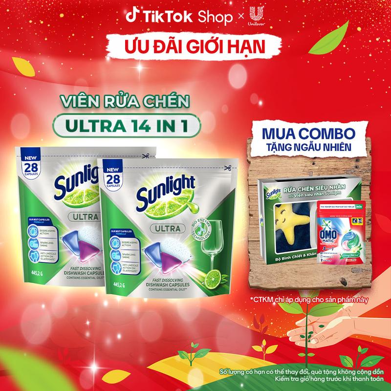  Comb 2 Túi Viên Rửa Chén Bát Sunlight 14 in 1 Dành Cho Máy Rửa Chén  28 Viên Túi   1  
