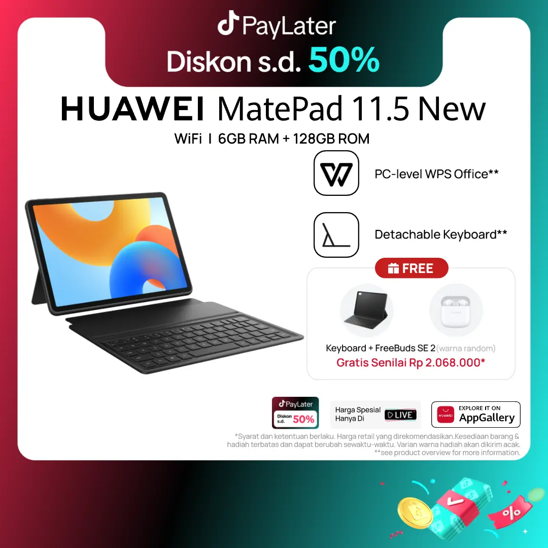 HUAWEI MatePad 11.5-inch New Tablet [6+128GB] | PC-level WPS Office | Keyboard | HUAWEI Notes | 120Hz Display