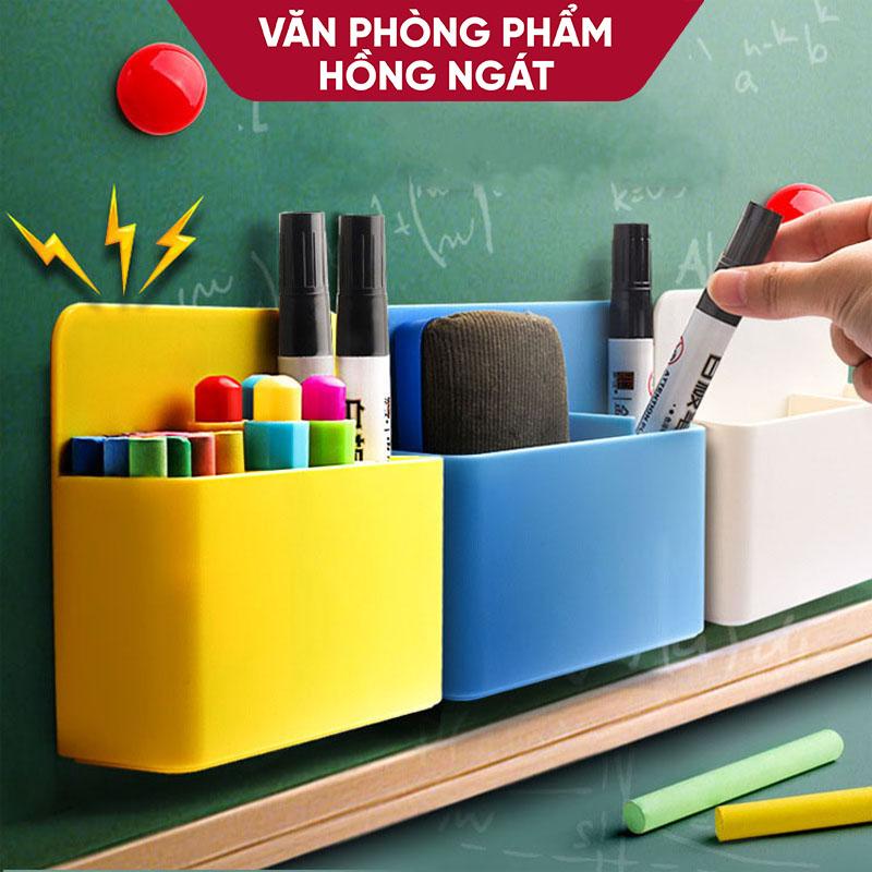 Ống đựng bút có nam châm dính bảng từ size to, hộp đựng bút văn phòng đa năng cute dễ thương bằng nhựa giá rẻ OB05