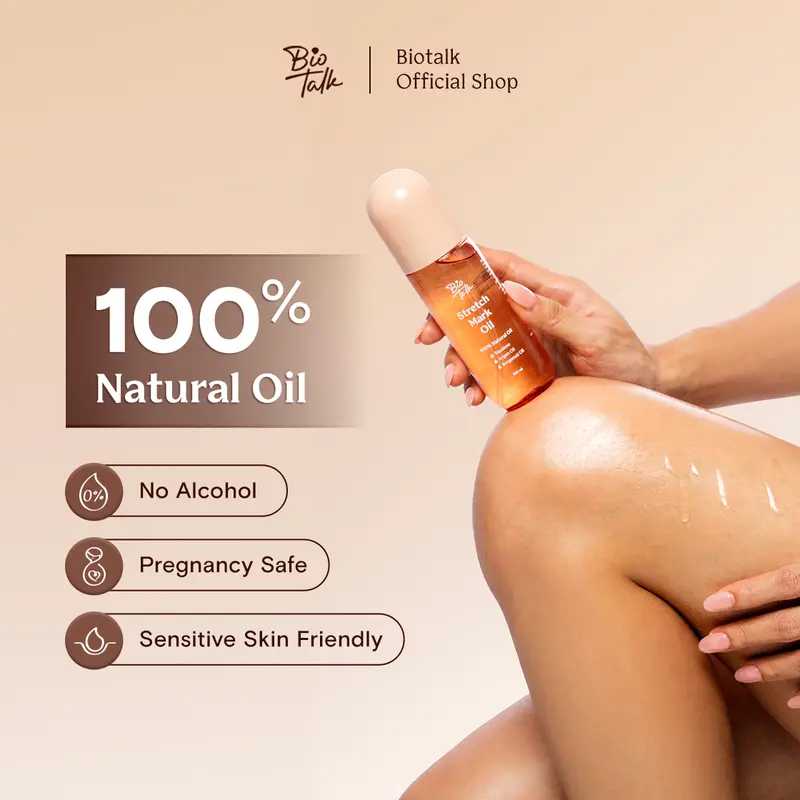 [NEW LAUNCH] Biotalk Stretch Mark Oil | 100ml | 100% Natural Oil | Mencegah & Menyamarkan Stretch Mark 5