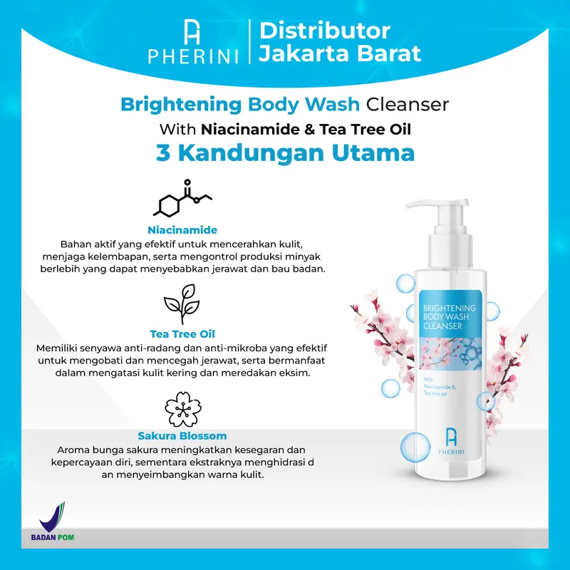 PHERINI BUNDLE ARMPIT BRIGHTENING CREAM + BODYWASH CLEANSER Arbutin Ketiak Hitam Mencerahkan Selangkangan Niacinamide Memutihkan Extract 4